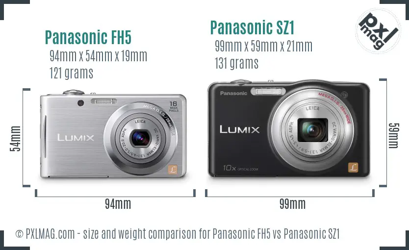 Panasonic FH5 vs Panasonic SZ1 size comparison