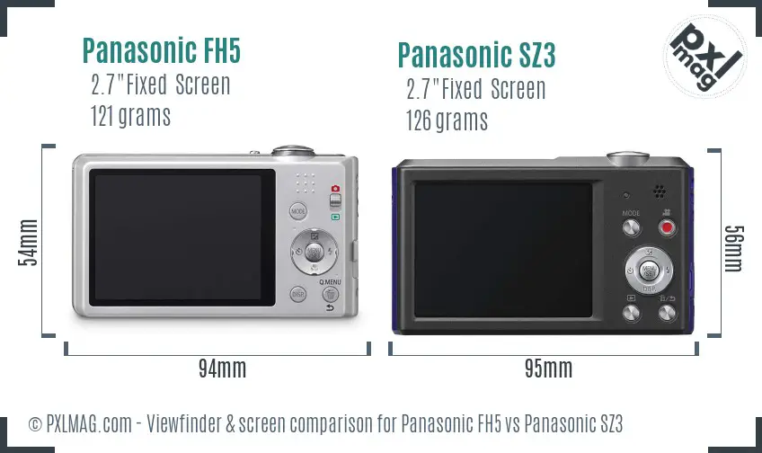 Panasonic FH5 vs Panasonic SZ3 Screen and Viewfinder comparison