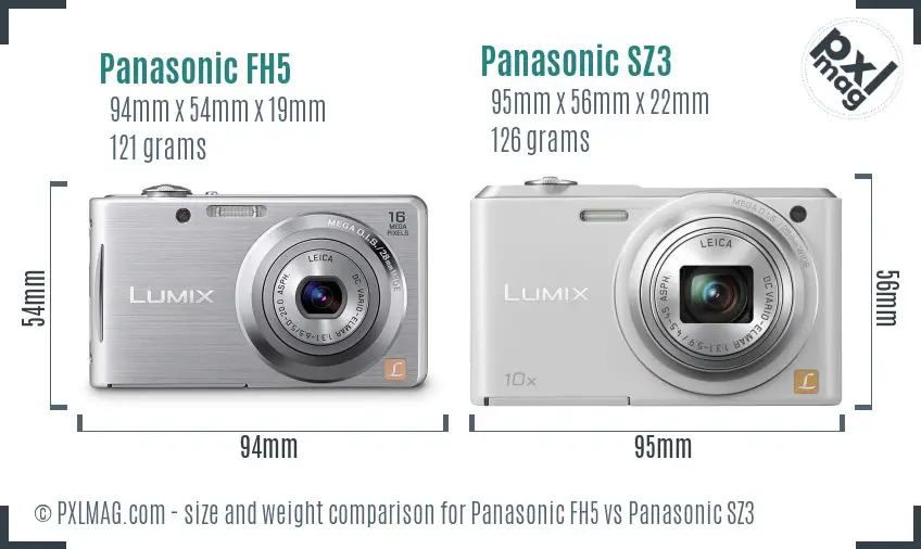 Panasonic FH5 vs Panasonic SZ3 size comparison