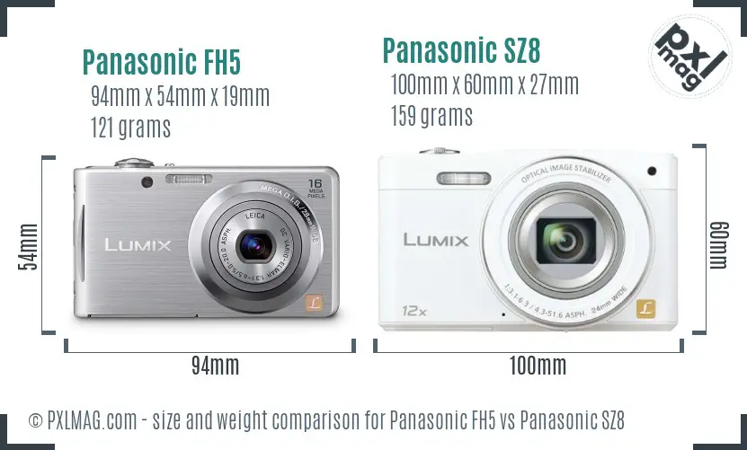 Panasonic FH5 vs Panasonic SZ8 size comparison