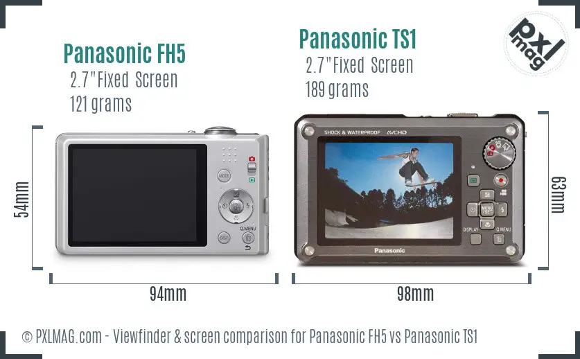 Panasonic FH5 vs Panasonic TS1 Screen and Viewfinder comparison