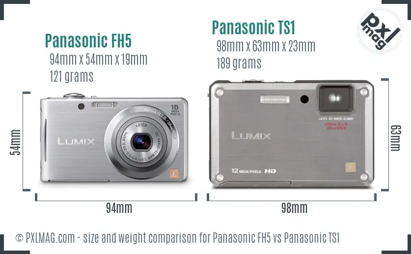 Panasonic FH5 vs Panasonic TS1 size comparison