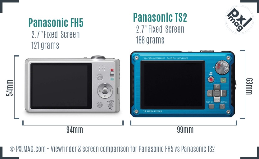 Panasonic FH5 vs Panasonic TS2 Screen and Viewfinder comparison