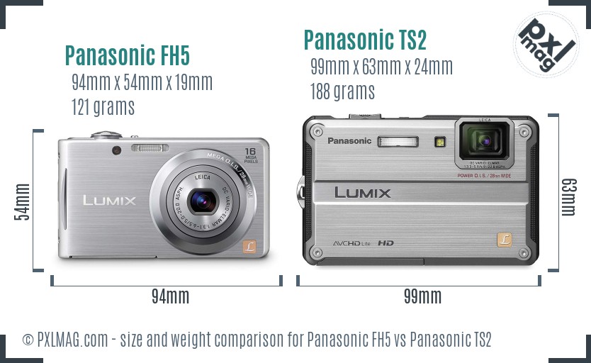 Panasonic FH5 vs Panasonic TS2 size comparison Panasonic FH5 vs Panasonic TS2 size comparison