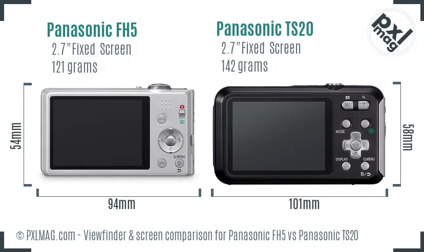 Panasonic FH5 vs Panasonic TS20 Screen and Viewfinder comparison