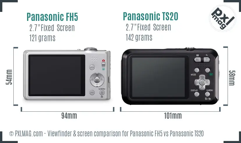 Panasonic FH5 vs Panasonic TS20 Screen and Viewfinder comparison Panasonic FH5 vs Panasonic TS20 Screen and Viewfinder comparison