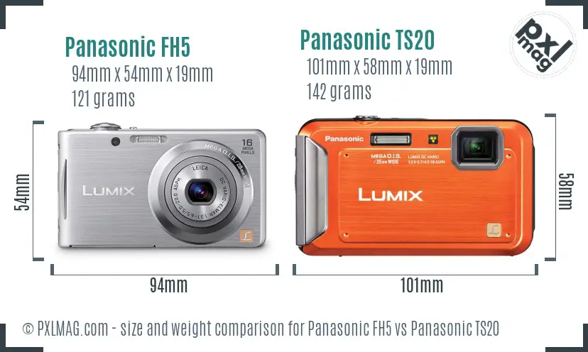Panasonic FH5 vs Panasonic TS20 size comparison
