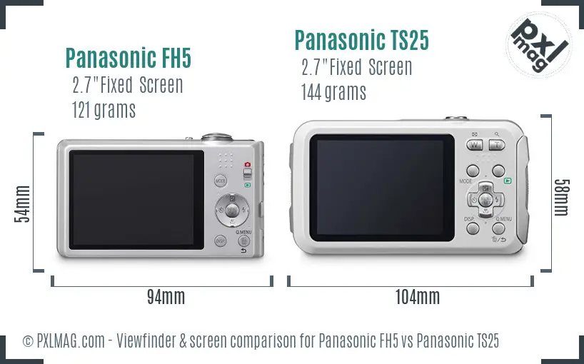 Panasonic FH5 vs Panasonic TS25 Screen and Viewfinder comparison