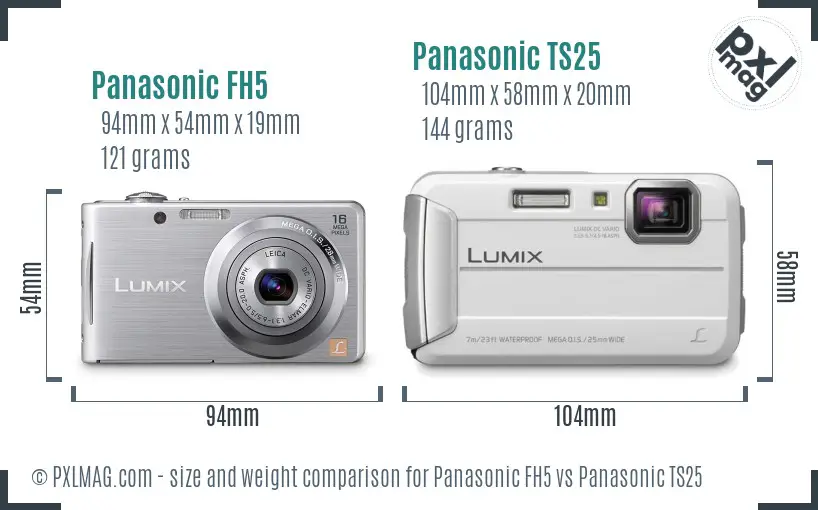 Panasonic FH5 vs Panasonic TS25 size comparison