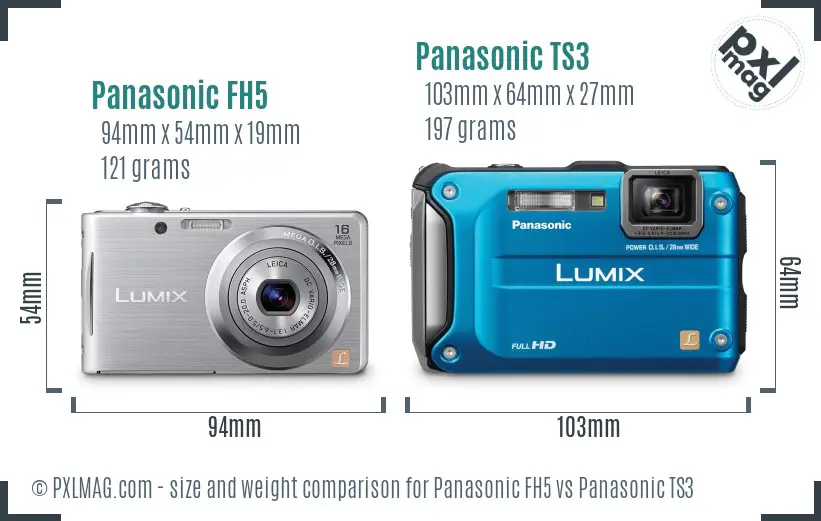 Panasonic FH5 vs Panasonic TS3 size comparison Panasonic FH5 vs Panasonic TS3 size comparison