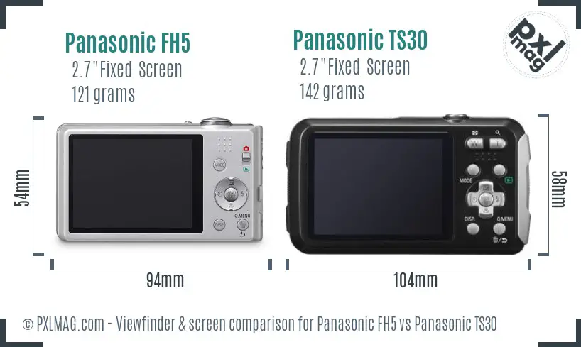 Panasonic FH5 vs Panasonic TS30 Screen and Viewfinder comparison