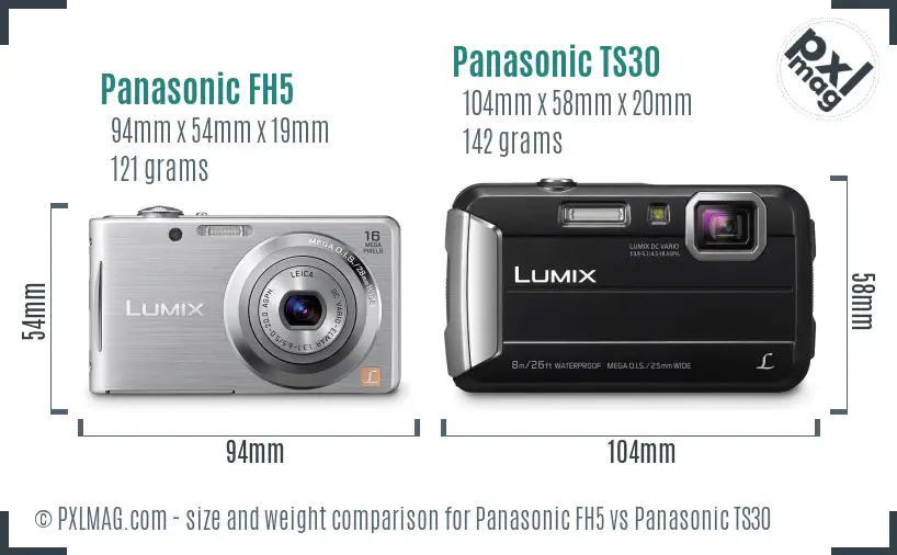 Panasonic FH5 vs Panasonic TS30 size comparison