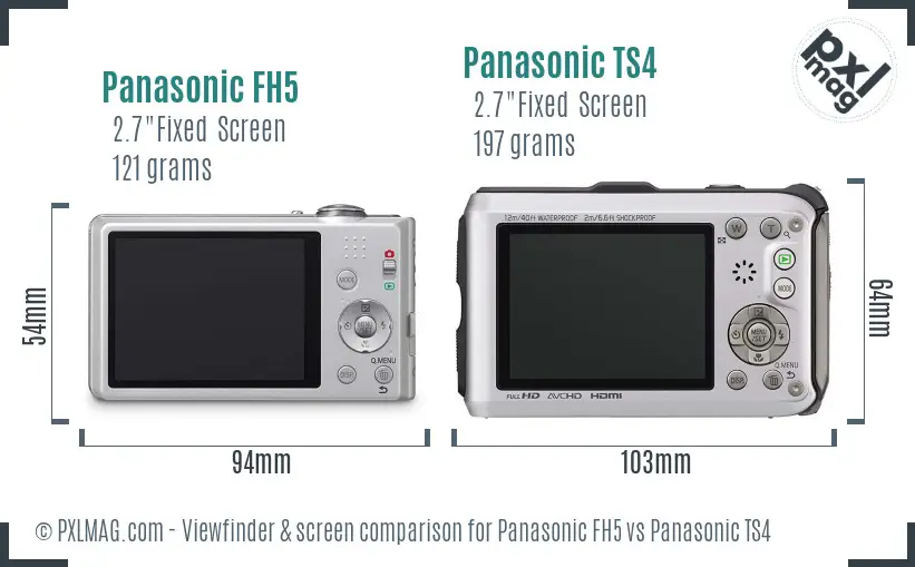 Panasonic FH5 vs Panasonic TS4 Screen and Viewfinder comparison