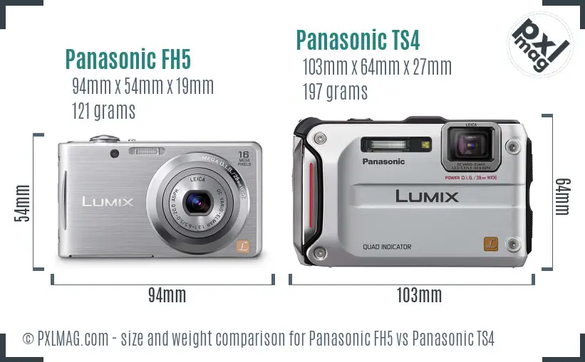 Panasonic FH5 vs Panasonic TS4 size comparison