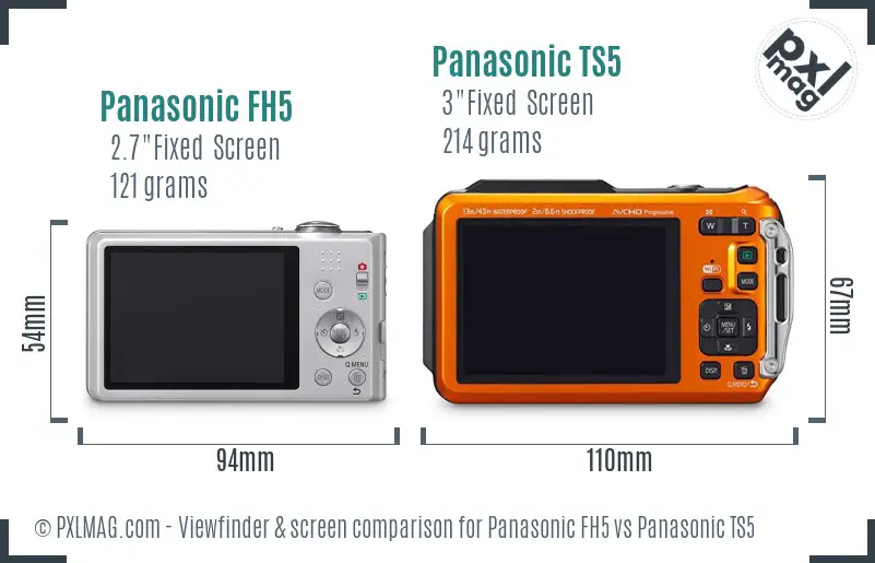 Panasonic FH5 vs Panasonic TS5 Screen and Viewfinder comparison