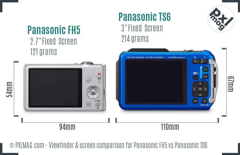 Panasonic FH5 vs Panasonic TS6 Screen and Viewfinder comparison