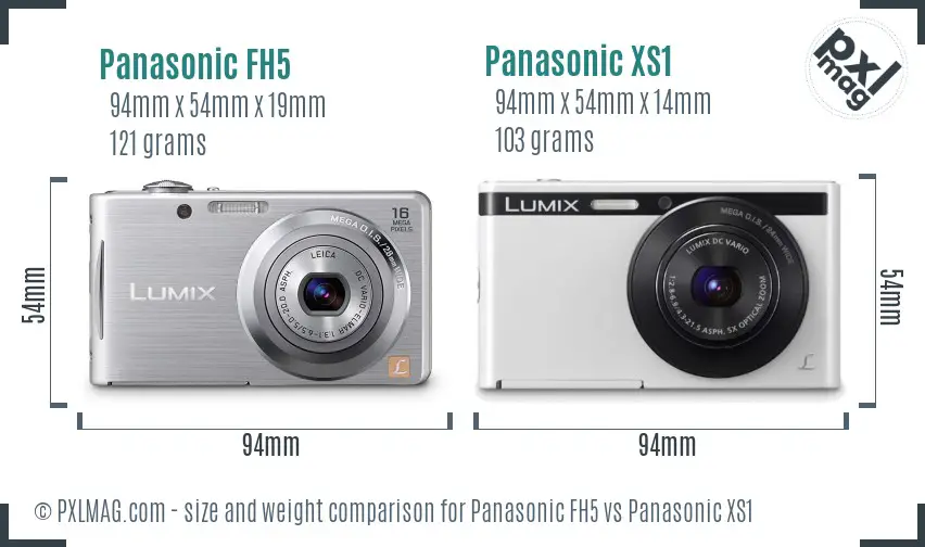Panasonic FH5 vs Panasonic XS1 size comparison