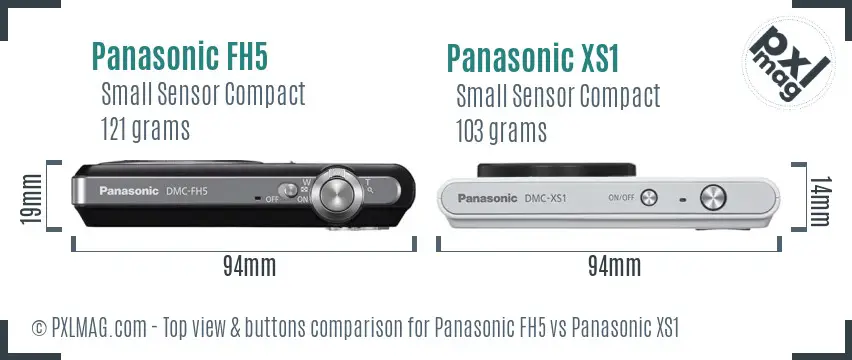 Panasonic FH5 vs Panasonic XS1 top view buttons comparison