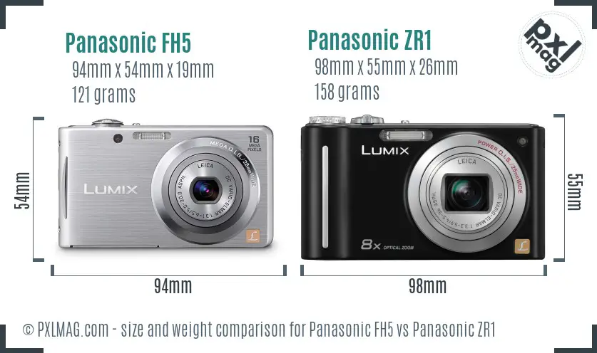 Panasonic FH5 vs Panasonic ZR1 size comparison