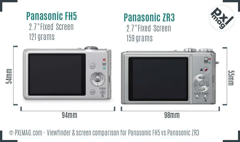Panasonic FH5 vs Panasonic ZR3 Screen and Viewfinder comparison