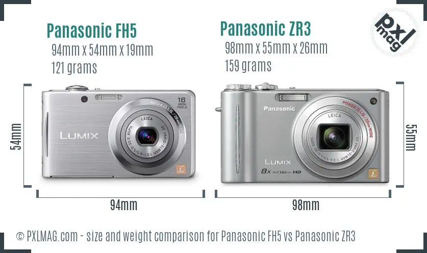 Panasonic FH5 vs Panasonic ZR3 size comparison