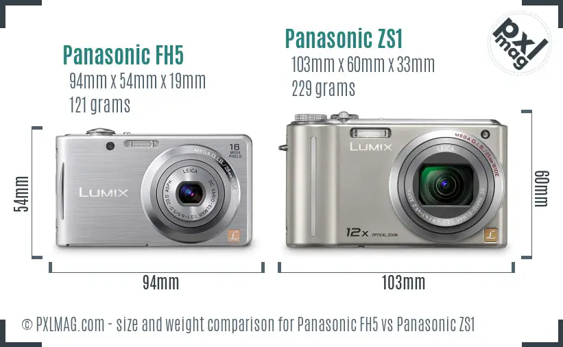 Panasonic FH5 vs Panasonic ZS1 size comparison