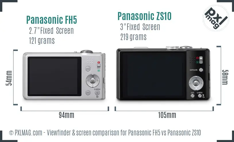 Panasonic FH5 vs Panasonic ZS10 Screen and Viewfinder comparison