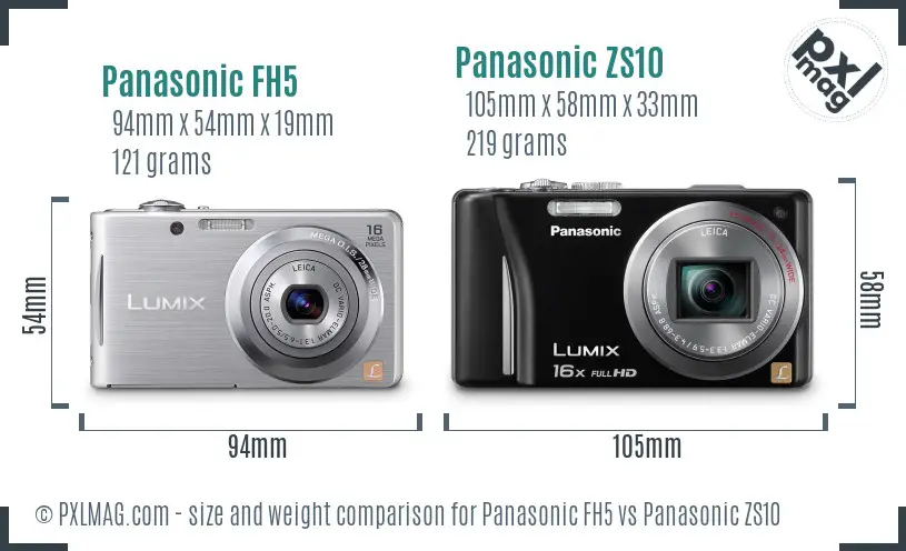 Panasonic FH5 vs Panasonic ZS10 size comparison