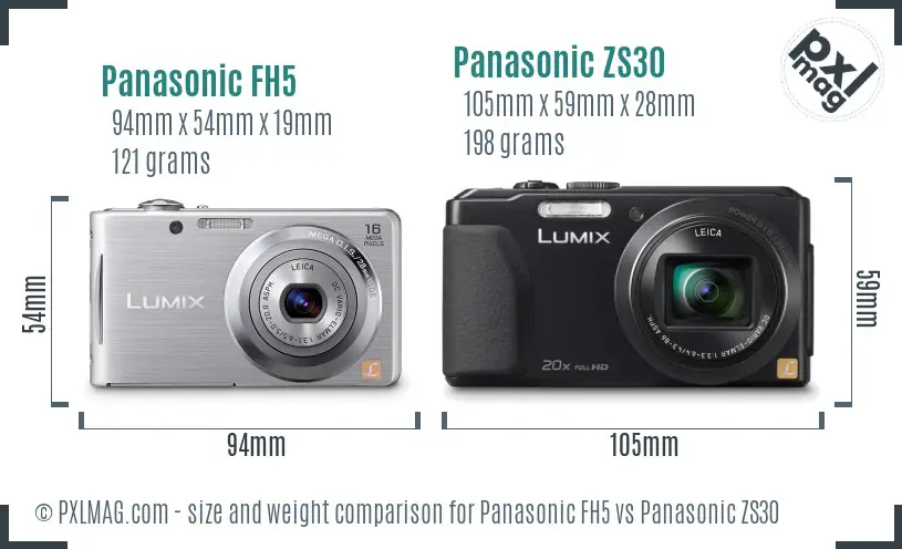 Panasonic FH5 vs Panasonic ZS30 size comparison