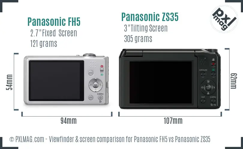 Panasonic FH5 vs Panasonic ZS35 Screen and Viewfinder comparison