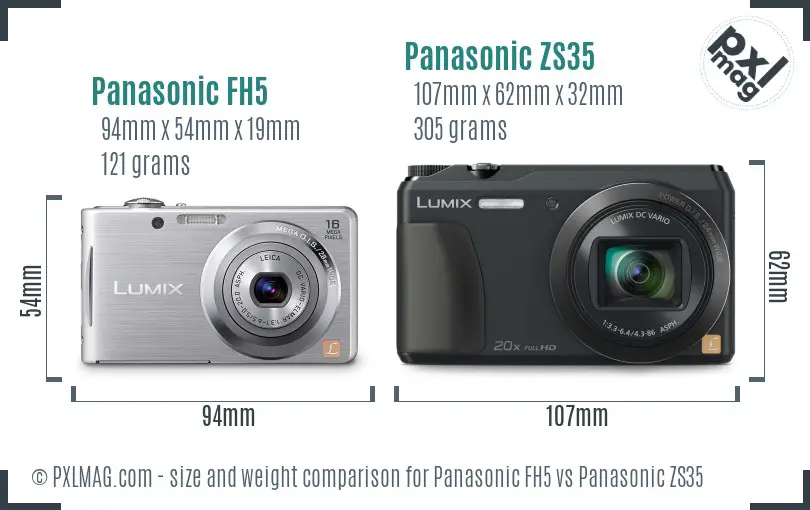 Panasonic FH5 vs Panasonic ZS35 size comparison