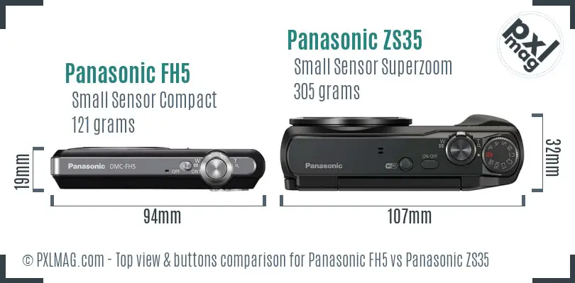 Panasonic FH5 vs Panasonic ZS35 top view buttons comparison