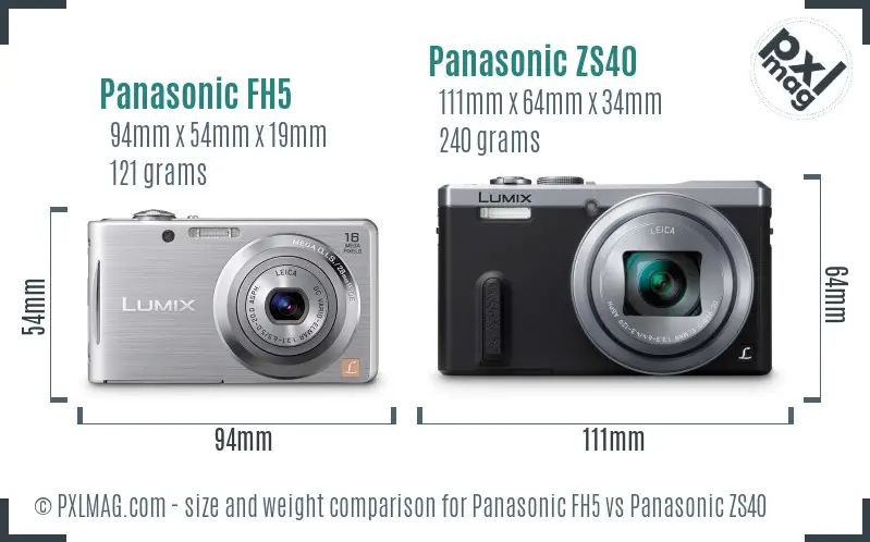 Panasonic FH5 vs Panasonic ZS40 size comparison