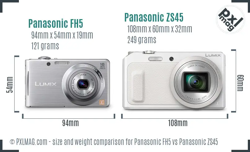 Panasonic FH5 vs Panasonic ZS45 size comparison