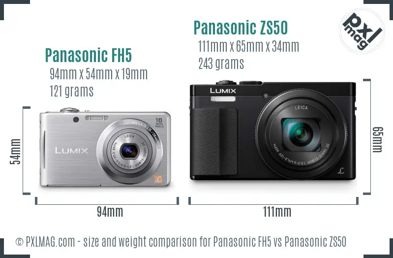 Panasonic FH5 vs Panasonic ZS50 size comparison