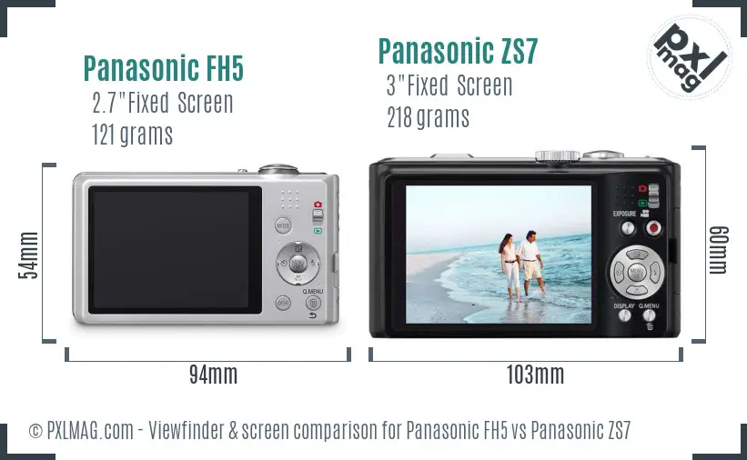 Panasonic FH5 vs Panasonic ZS7 Screen and Viewfinder comparison