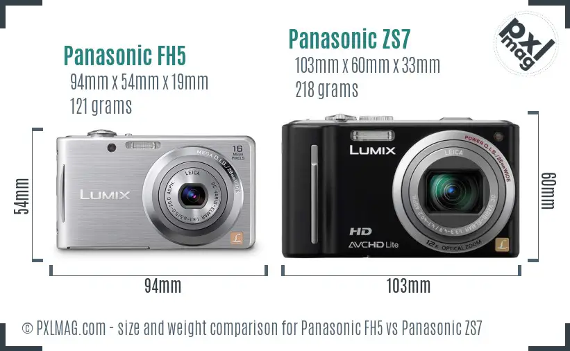 Panasonic FH5 vs Panasonic ZS7 size comparison