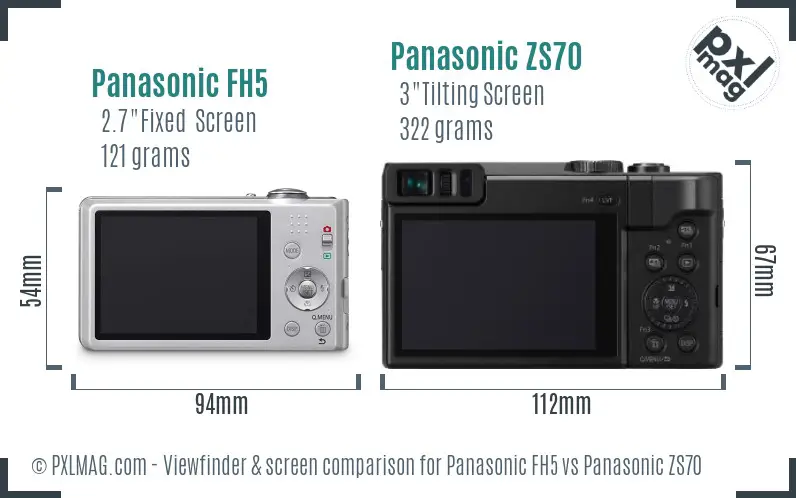 Panasonic FH5 vs Panasonic ZS70 Screen and Viewfinder comparison