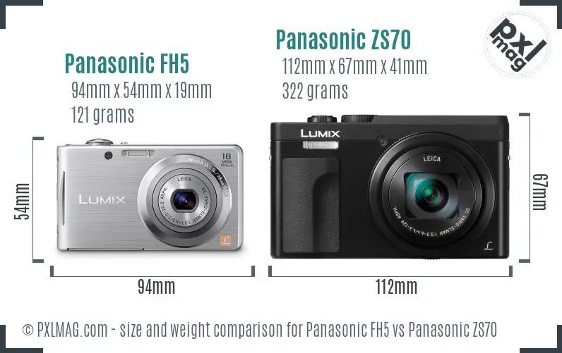 Panasonic FH5 vs Panasonic ZS70 size comparison