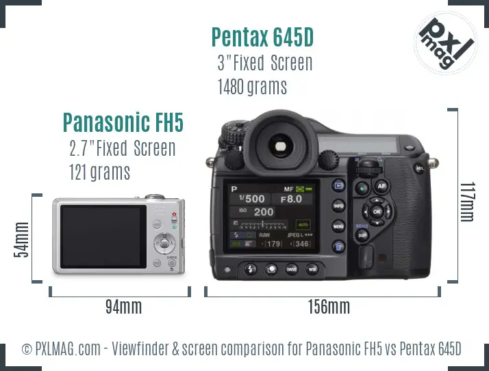 Panasonic FH5 vs Pentax 645D Screen and Viewfinder comparison