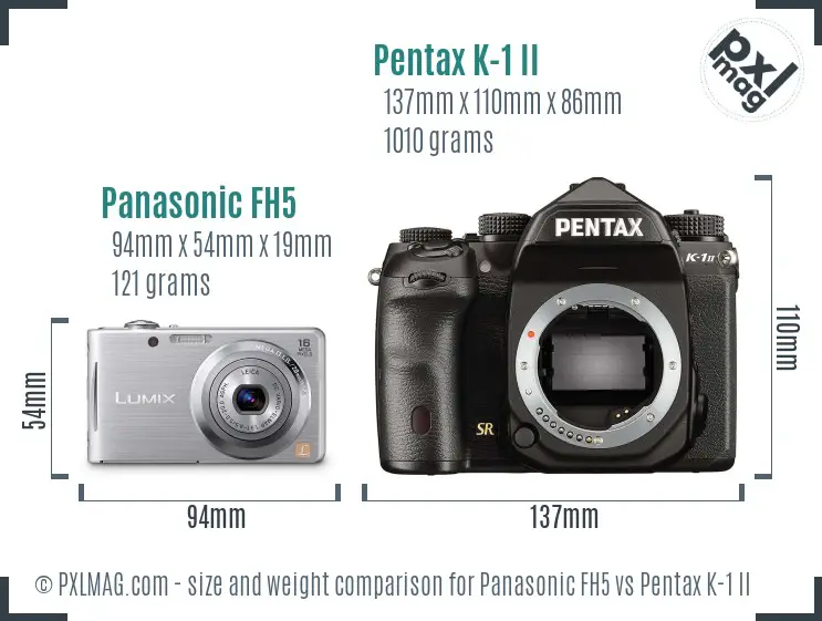 Panasonic FH5 vs Pentax K-1 II size comparison