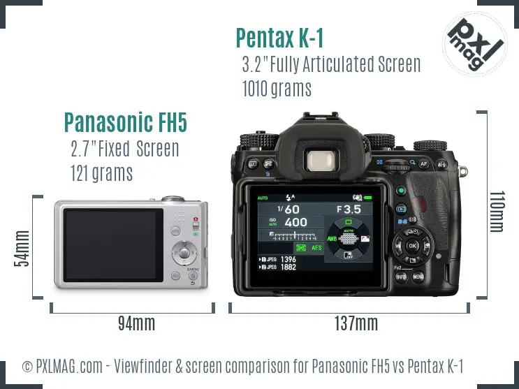 Panasonic FH5 vs Pentax K-1 Screen and Viewfinder comparison