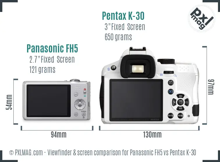 Panasonic FH5 vs Pentax K-30 Screen and Viewfinder comparison