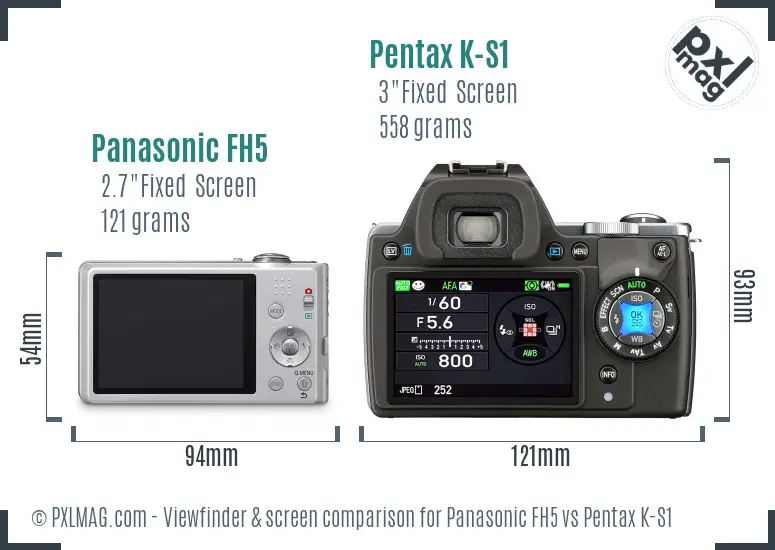 Panasonic FH5 vs Pentax K-S1 Screen and Viewfinder comparison