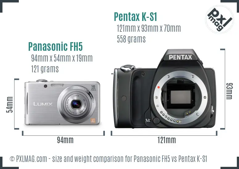 Panasonic FH5 vs Pentax K-S1 size comparison