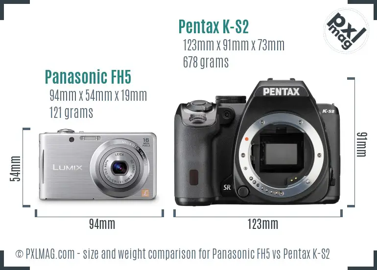 Panasonic FH5 vs Pentax K-S2 size comparison