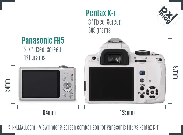 Panasonic FH5 vs Pentax K-r Screen and Viewfinder comparison