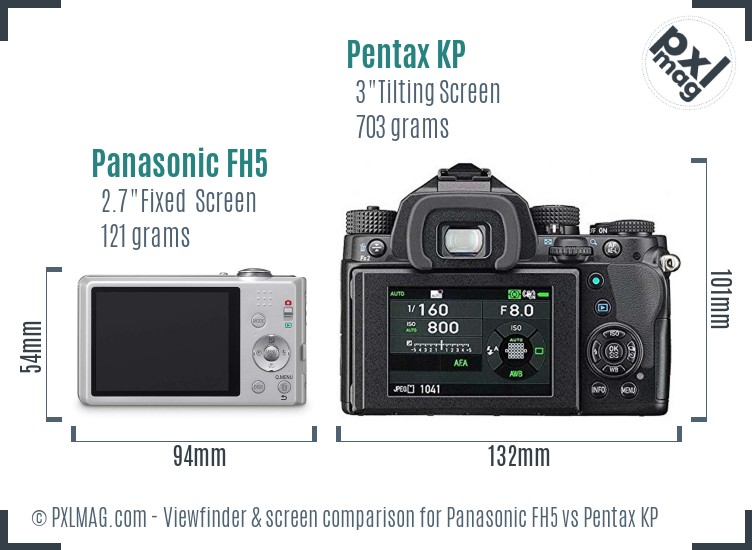 Panasonic FH5 vs Pentax KP Screen and Viewfinder comparison