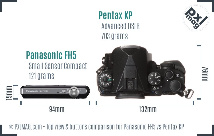 Panasonic FH5 vs Pentax KP top view buttons comparison