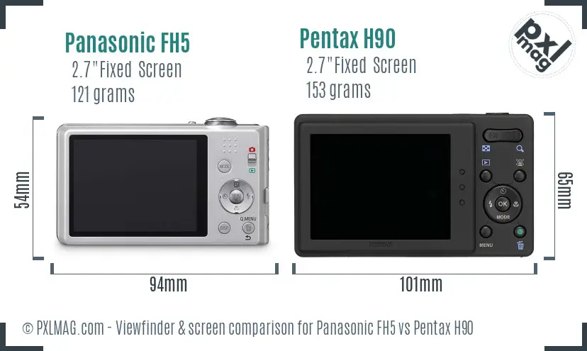 Panasonic FH5 vs Pentax H90 Screen and Viewfinder comparison